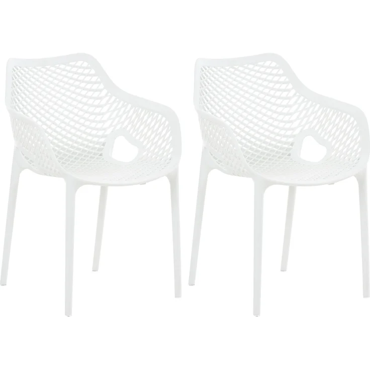 CLP Gartenstuhl Air XL 2er Set - Modernes Design, Kunststoff, Wetterfest, Stapelbar,weiß – Bild 1