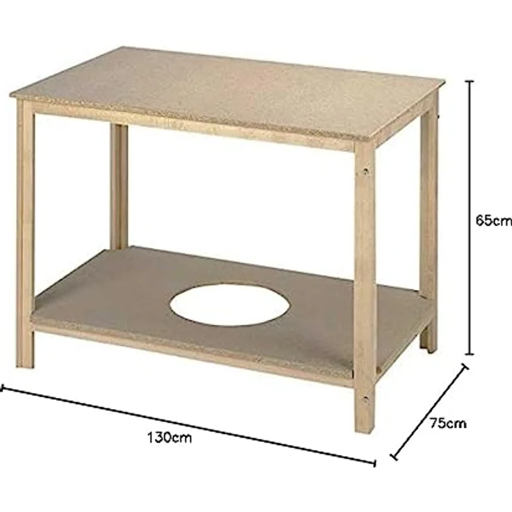 Mueblear 34104 Tisch, rechteckig, Holz, ohne Lackierung, 130 x 75 x 65 cm – Bild 4