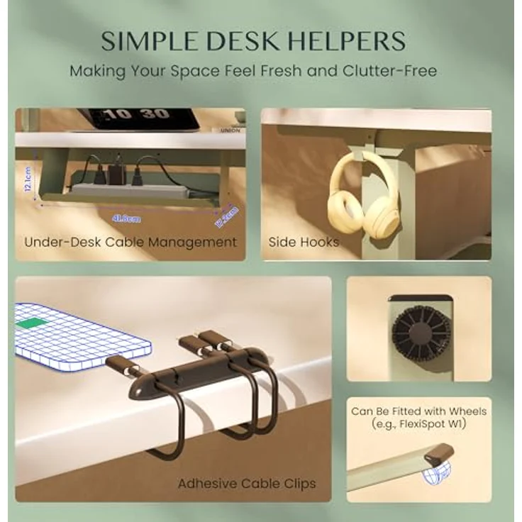 FLEXISPOT Höhenverstellbarer Schreibtisch mit 2 Motoren & 25MM EINTEILIGER Tischplatte 180x80 cm, Ergonomischer Bürotisch Elektrisch mit Kabelmanagement, Memory Funktion & Höhenanzeige – Bild 10