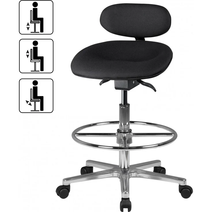 Arbeitshocker LOUISIANA höhenverstellbar Drehhocker Stoff schwarz – Bild 3