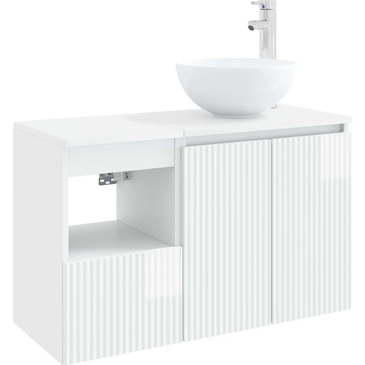 vidaXL Badezimmerschrank-Set 2 stk. Hochglanz Weiß 79,5 x 35 x 80 cm 3404028 – Bild 2
