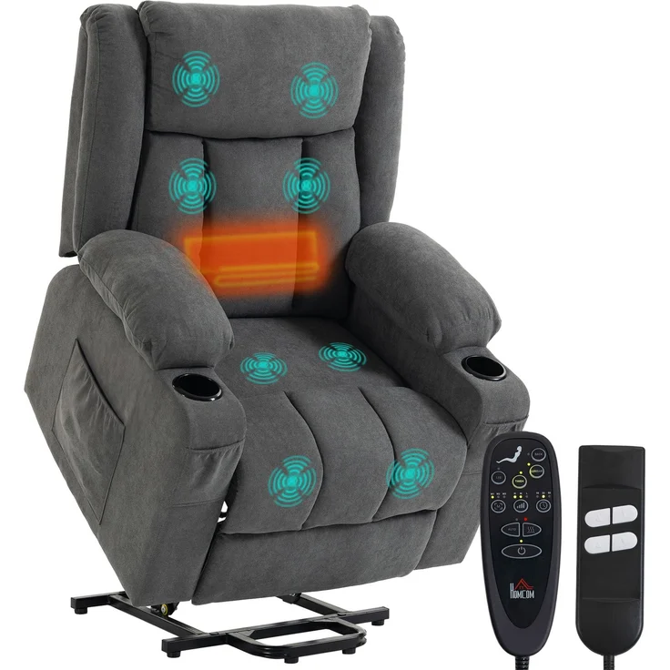 MELAYR, Dual-Motor Relaxsessel mit elektrischer Aufstehhilfe, 94 x 90 x 110 cm, Dunkelgrau – Bild 1