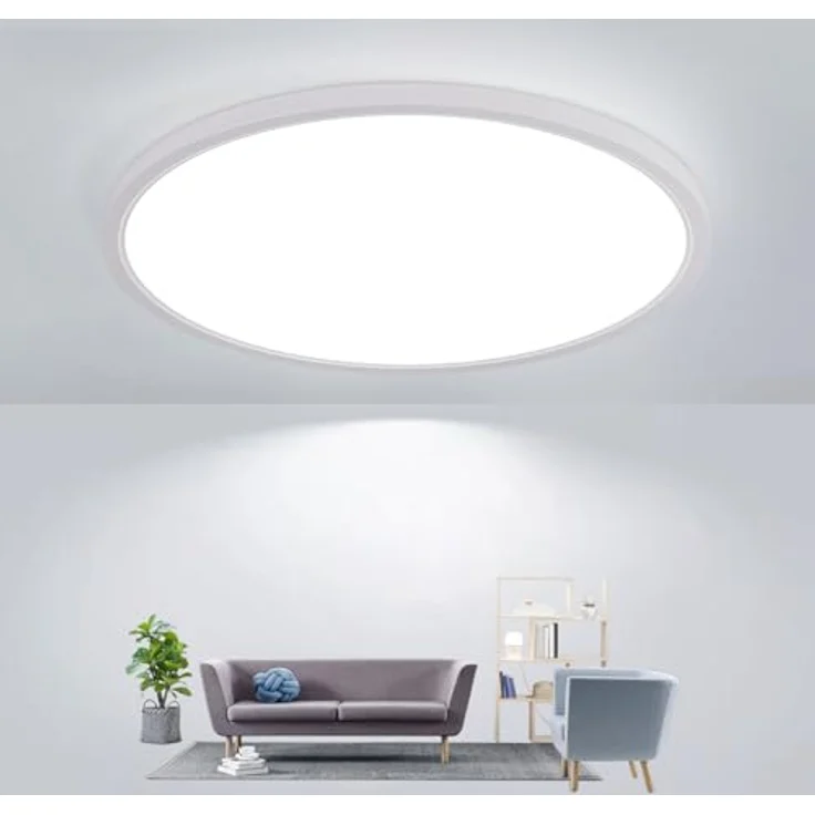 Comely LED Deckenlampe Rund 30cm 24W Superflach IP44 Deckenleuchte Weiß 6500K Kaltweiß für Badezimmer Küche Flur Balkon Schlafzimmer Feuchträume Innenbeleuchtung – Bild 2