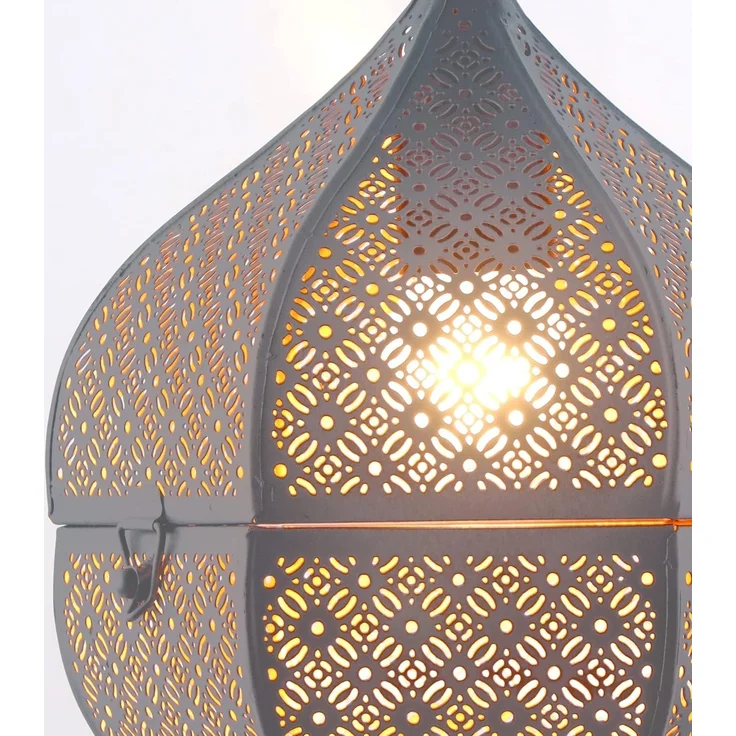 Marrakesch Orient & Mediterran Interior Pendelleuchte Lamilami Grau, Orientalische Pendelleuchte aus Metall 31cm, Handarbeit – Bild 4