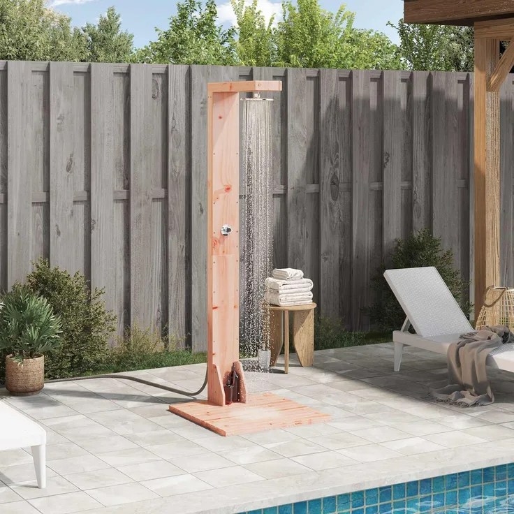 vidaXL Gartendusche 210 cm Massives Douglasholz und Edelstahl Natur 886358