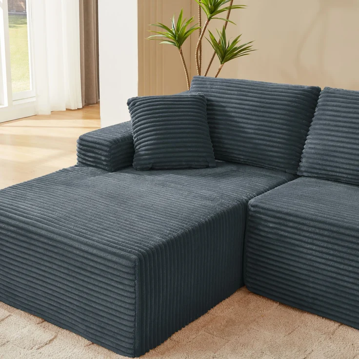 Ecksofa modular in Dunkelgrau, Memoryschaum, 4 Stellvarianten, waschbarer Bezug,65x252.5x163 cm – Bild 6