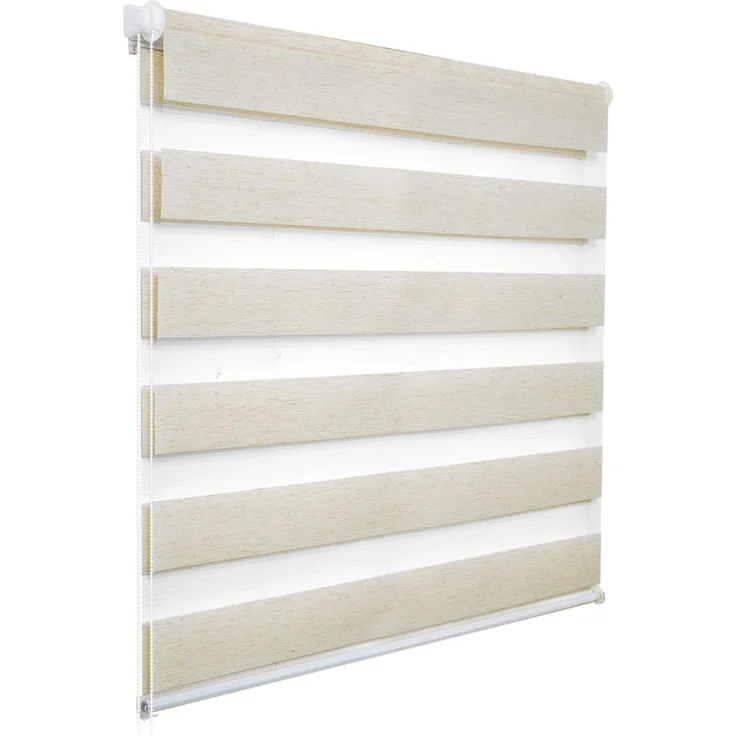 WOLTU Doppelrollo Klemmfix ohne Bohren Holzlook Buche B75 x H150 cm, Duo Rollo Zebrarollo Fensterrollo Klemmrollo Seitenzugrollo Easyfix lichtdurchlässig & verdunkelnd Rollos für Fenster und Tür – Bild 1