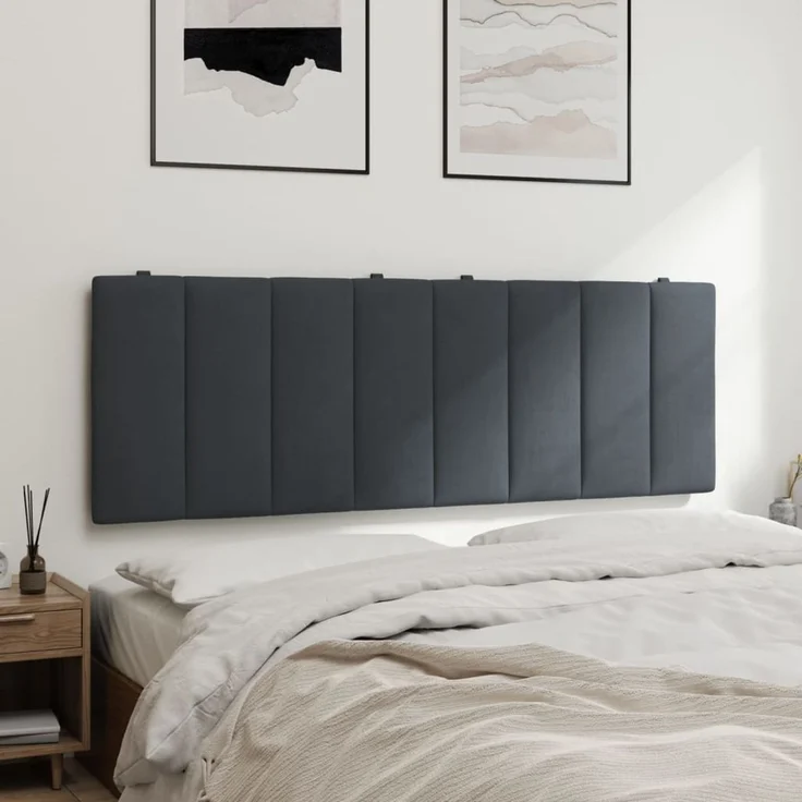 vidaXL Kopfteil-Kissen Dunkelgrau 140 cm Samt 374670 – Bild 4