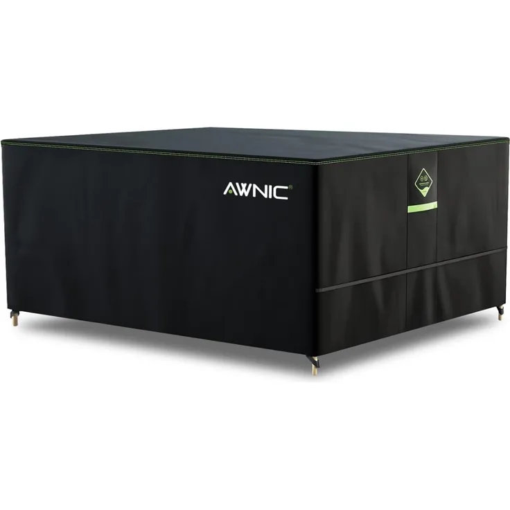 Awnic Gartenmöbel Abdeckung wasserdicht mit Haken Winterfest, 420D Oxford mit AlicanTex wetterfeste Technologie, Winddicht Anti-UV Gartentisch Abdeckplane, rechteckig Schwarz (210 * 120 * 71cm)