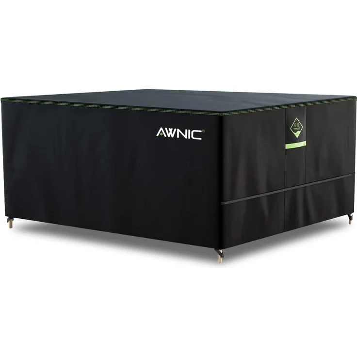 Awnic Gartenmöbel Abdeckung wasserdicht mit Haken Winterfest, 420D Oxford mit AlicanTex wetterfeste Technologie, Winddicht Anti-UV Gartentisch Abdeckplane, rechteckig Schwarz (210 * 120 * 71cm)