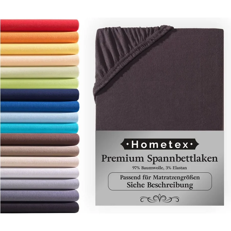 Hometex Premium Textiles Spannbettlaken Premium Boxspringbett Spannbetttuch ideal für Wasserbett und Matratzen, Jersey, Gummizug: Rundumgummizug, Spannbettlaken Premium Qualität 190 g/m², Gekämmte Baumwolle – Bild 1