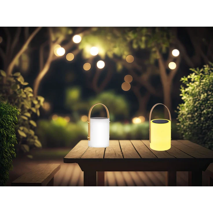 2er SET Outdoor Tischleuchten 24cm mit Fernbedienung & RGB - Solar & USB – Bild 6