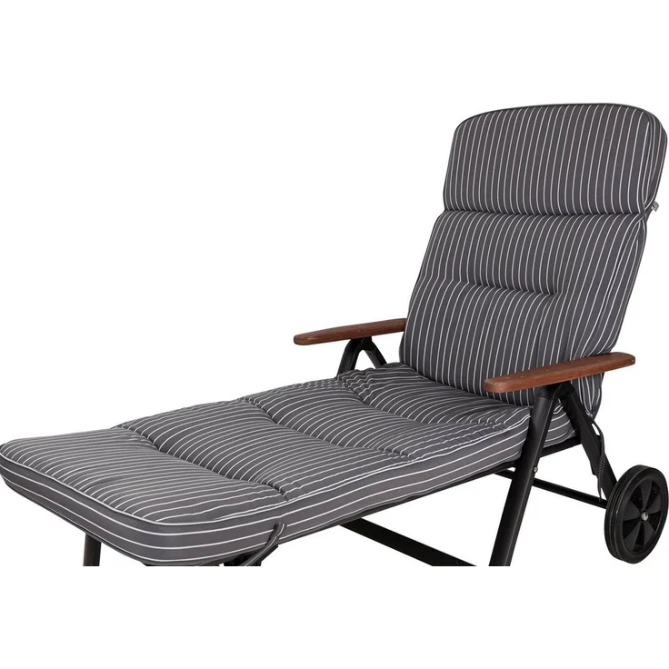 KETTtex Liegenauflage Rollliege Alicante 0709 extrabreit grau-weiß gestreift 200x65x9 cm, (1 St), Halteband verstellbar mit Bindebändern Klettband – Bild 1