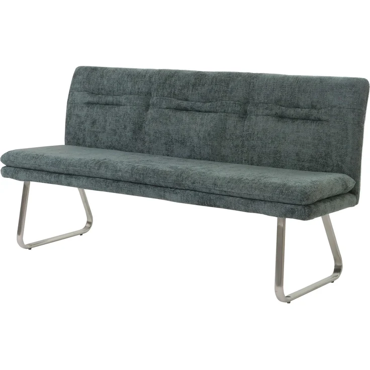 Sitzbank HWC-H70, Esszimmerbank Bank Polsterbank, Lehne Stoff/Textil Chenille Edelstahl gebürstet 180cm ~ blau-grün – Bild 9