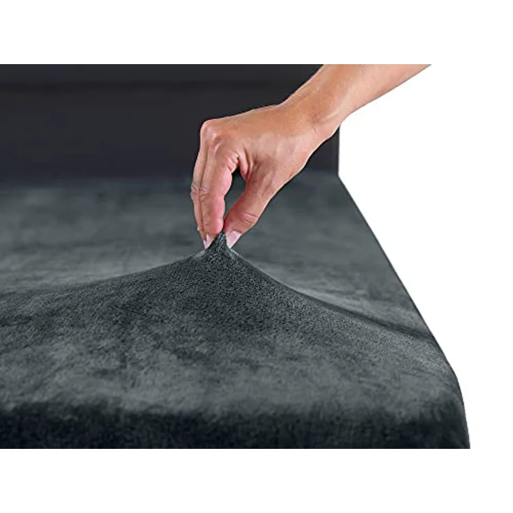MALIKA® Premium warme Spannbettlaken Cashmere-Touch Bettlaken Jersey Fleece Spannbetttuch Laken, Farbe:Anthrazit, Größe:90-100x200 cm – Bild 2