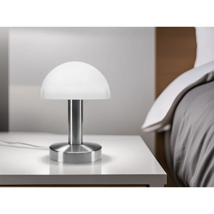 Kleine LED Tischlampe WARIN mit Touch Dimmer & Glasschirm Weiß, Höhe 21cm
