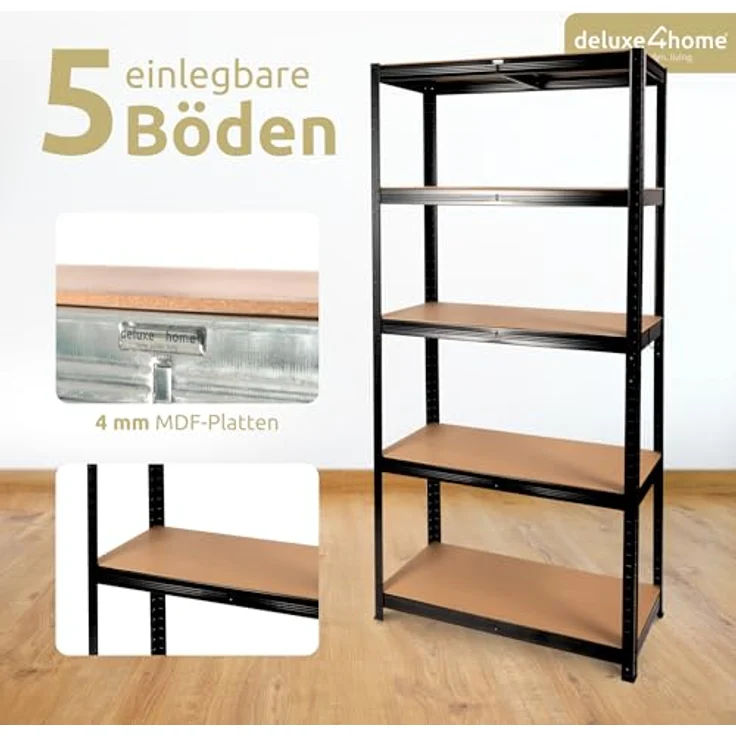 deluxe4home Schwerlastregal 2er Set Kellerregal verzinkt I 40x90x180 cm I Lagerregal bis 875kg – Bild 6