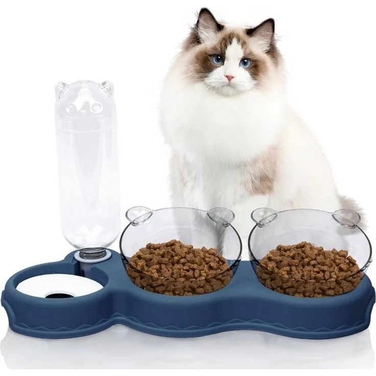 OSTWOLKE Futternapf Katzennapf 15° Kippbare Fressnapf 3 in 1 Katzen Napfset Futterstation, Kunststoff, für Katzen und Kleine Hunde – Bild 4