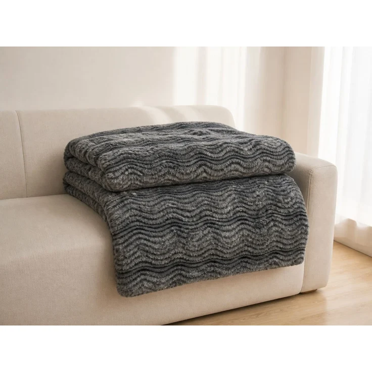 Flanell-Kuscheldecke extra warm und weich Dunkelgrau 1.8 x 2 m – Bild 2