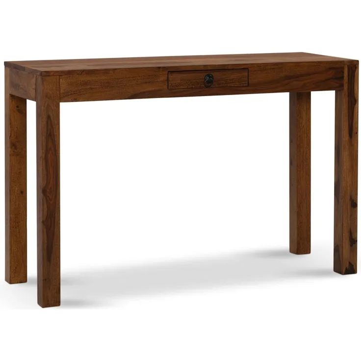 Schreibtisch Sheesham Massivholz 118x40x76cm mit Schublade Homeoffice platzsparend