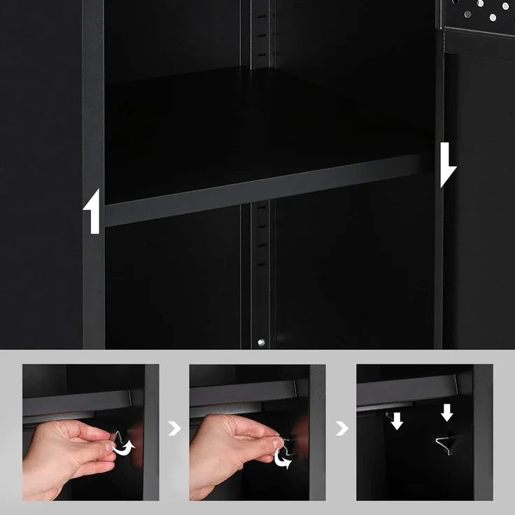Songmics Sideboard Küchenschrank, Metallschrank, Tür mit Magnet, Stahlgestell, schwarz, 42,5 x 40 x 76 cm – Bild 6