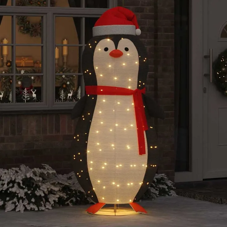 vidaXL Schnee-Pinguin Figur Warmweiß 78 x 178 cm Stoff 600 LEDs 42018966