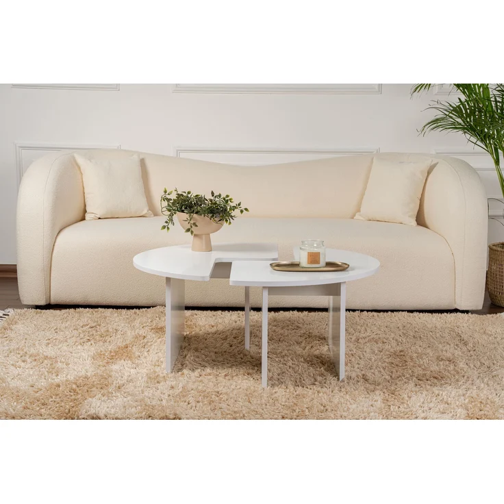 Couchtisch, 'Moira', 41 x 90 x 90, Natürliches Weiß – Bild 2