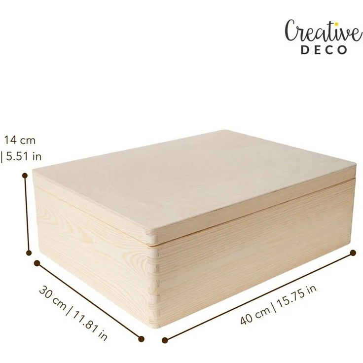 Creative Deco Aufbewahrungsbox Holzkiste mit Deckel Erinnerungsbox Baby Groß Unlackiert – Bild 3