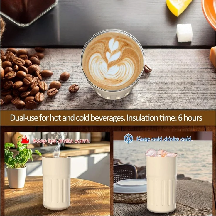 EXTSUD Thermobecher 410ml 316 Edelstahl Kaffeebecher, Digitalanzeige Thermobecher, 316-Edelstahl und Keramik, Travel Coffee Mug, Isolierter auslaufsicher Termokaffeebecher – Bild 3