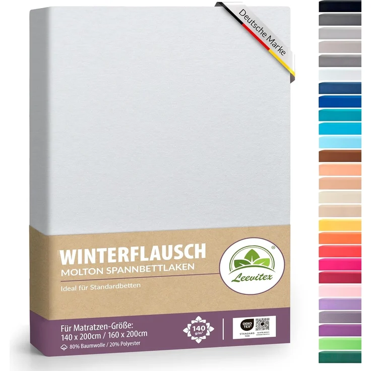 leevitex® Spannbettlaken für kalte Nächte – angenehm weich, passgenau, farbstark & pflegeleicht, Gummizug: Rundum