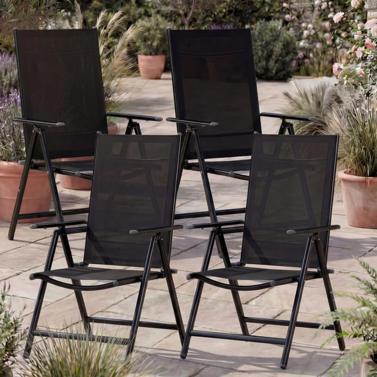 CASARIA® Aluminium Gartenstuhl Bern Klappbar Anthrazit 4er Set – Bild 2
