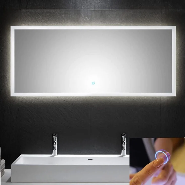 LED Spiegel 140cm mit Touch Bedienung B x H x T ca. : 140 x 60 x 3,2 cm – Bild 2