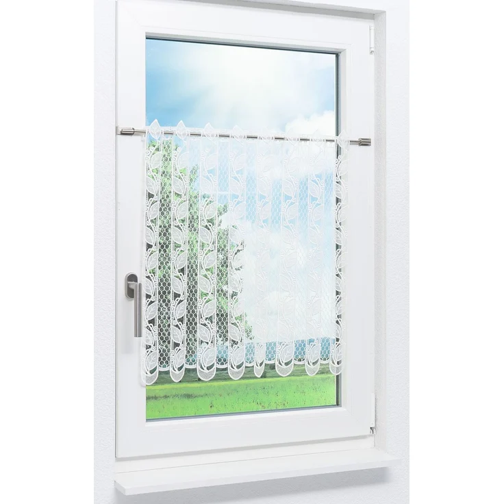 Scheibengardine Plauener Spitze Blättergirlande #1W (Bx H) 84cm * 120cm weiß – Bild 2