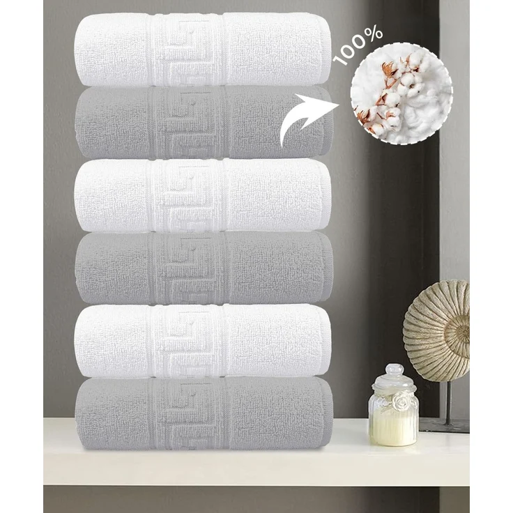 Mijolnir 'Greek - Grey, White' Handtuchset (6-teilig), Grau / Weiß, 50 x 90 cm – Bild 1