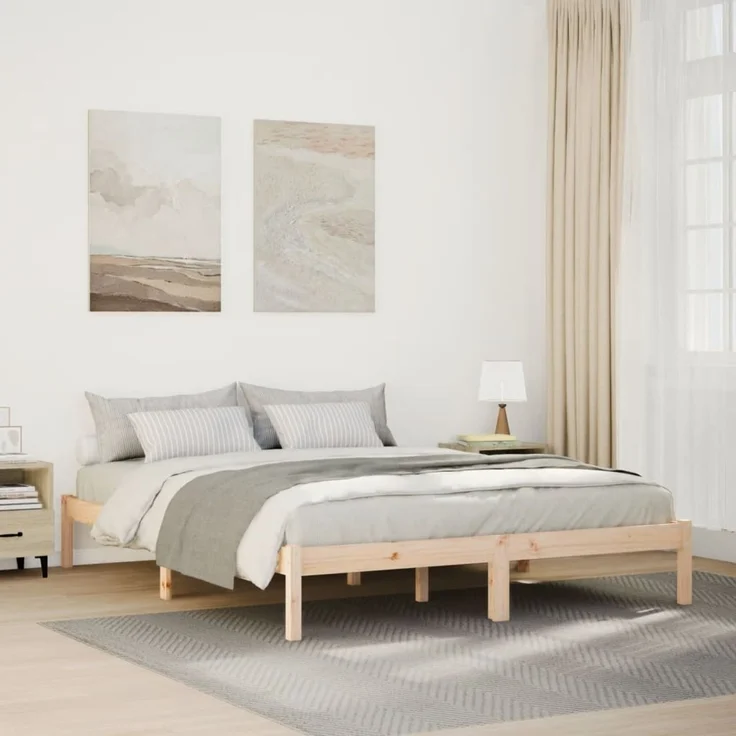 vidaXL Massivholzbett Extra Lang ohne Matratze 160x220 Kiefernholz 852422 – Bild 1