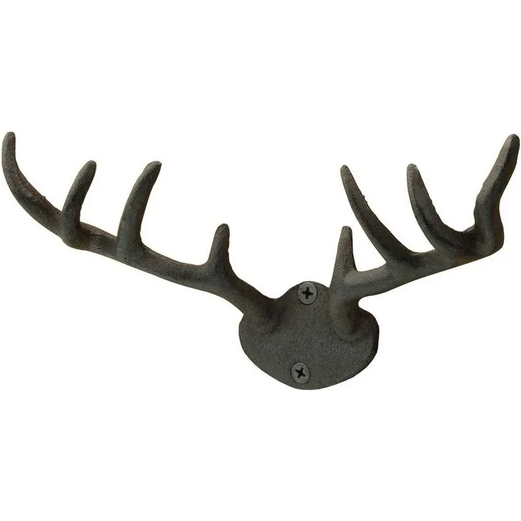 Macosa Home Wandhaken Haken Geweih Vintage Retro Antik Hirsch Metall 10x22 cm, Wand, rostig Garderobenhaken Kleiderhaken Handtuchhaken Metallhaken