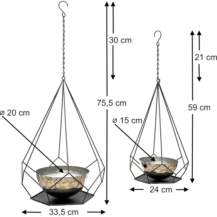 DanDiBo Blumenampel Innen Metall Wand Hängepflanzen 96095 2er Set mit Topf 6 Ecken Pflanzenhänger Blumenhänger Topfhänger Blumen Blumentopfhänger Hängetopf – Bild 2