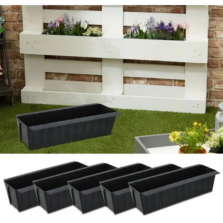CEPEWA Pflanzeinsatz Pflanzkasten gewellt 6er Set Europalette Kunststoff 37x9,5x13,5cm (6 St) – Bild 4