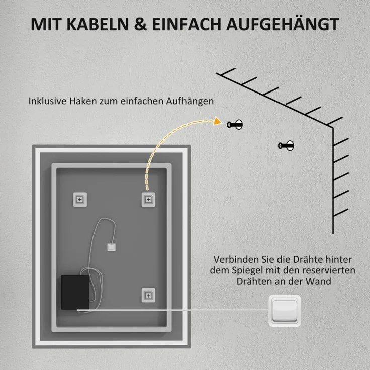 Badspiegel 90x4x70 cm mit LED, Touch-Steuerung und Antibeschlagfunktion – Bild 7