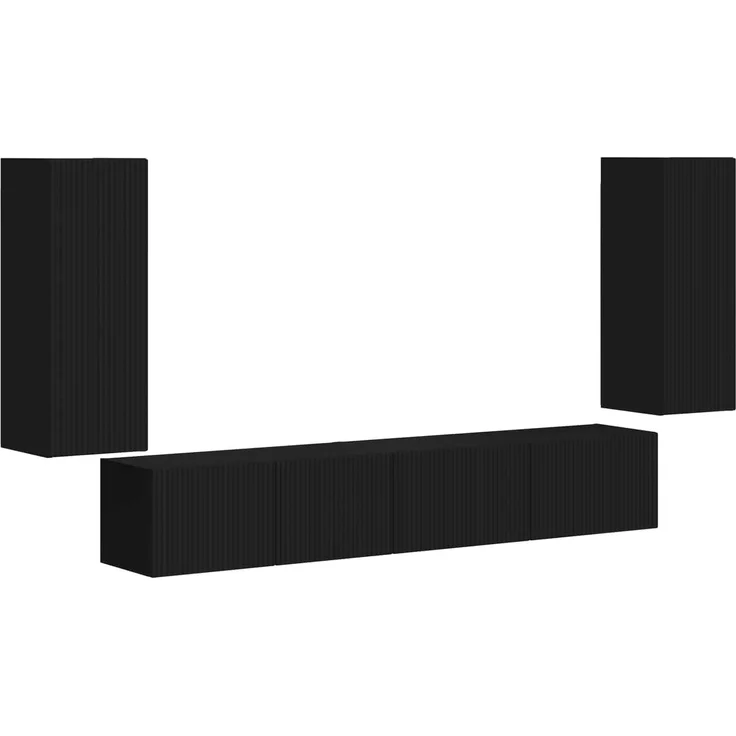 vidaXL TV-Schrankset 4 stk. Schwarz Holzwerkstoff 3409160 – Bild 2