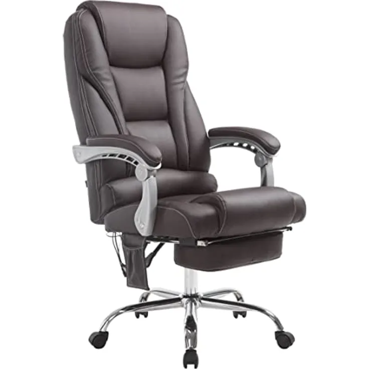 TPFLiving Bürostuhl Pacira, Braun, mit Massagefunktion, höhenverstellbar, drehbar, 68x127x64 cm