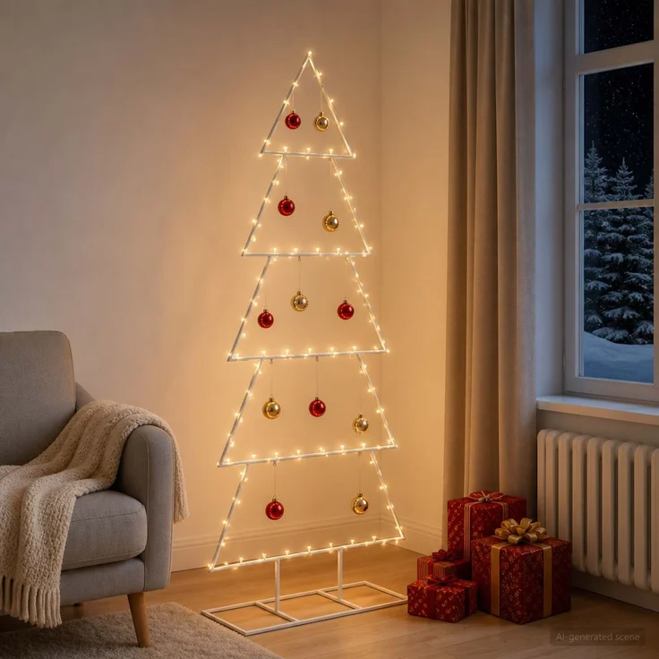 vidaXL Metall Weihnachtsbaum KUOPIO 150 cm Stahl Weiß 42053825 – Bild 3