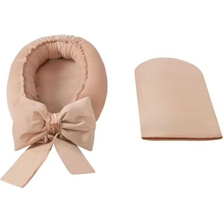 Kuschelnest Babynest Babynestchen Nestchen Reisebett Wickelauflage mit Schleife (Farbe: cappuccinofarben) – Bild 4