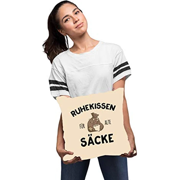 MoonWorks Dekokissen Kissen-Bezug Ruhekissen für alte Säcke Geschenk lustig Kissen-Hülle Deko-Kissen Baumwolle MoonWorks® – Bild 5