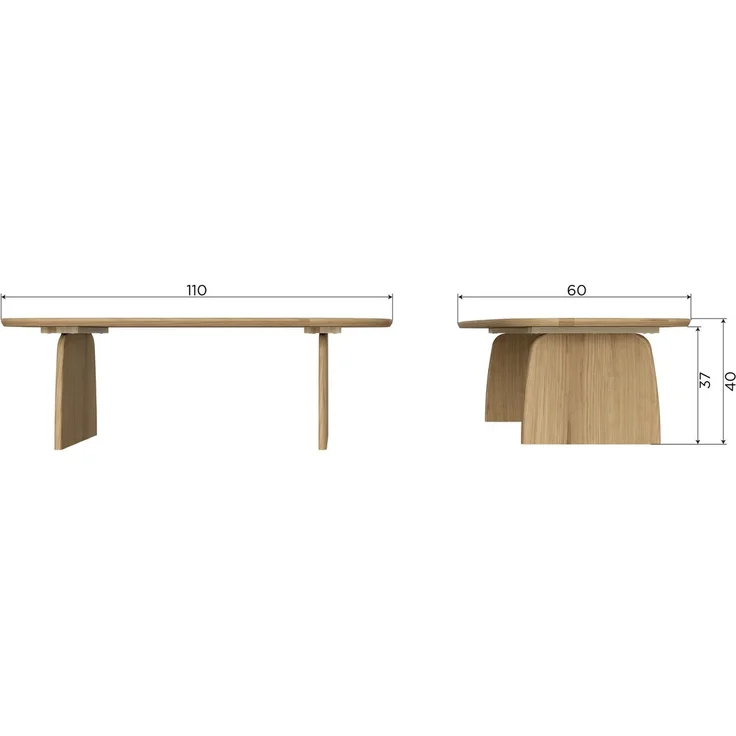 Couchtisch Tablo Eiche FSC, organisches Design modern, dunkelbraun, 110x60 cm – Bild 3