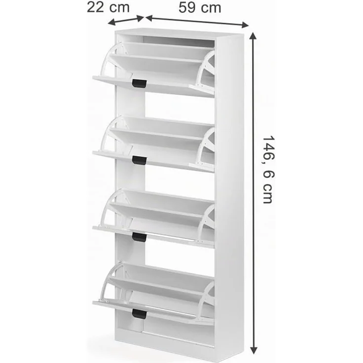 Schuhkipper Gizmo Weiß 59 x 146.6 cm mit 4 Fächern Vicco – Bild 3