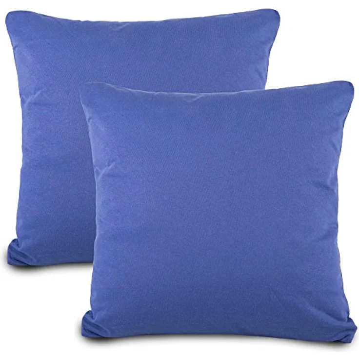 aqua-textil Classic Line Baumwoll Kissenbezug 2er-Set 40 x 40 cm royal blau Kissen Bezug Reißverschluss Jersey Kissenhülle – Bild 2