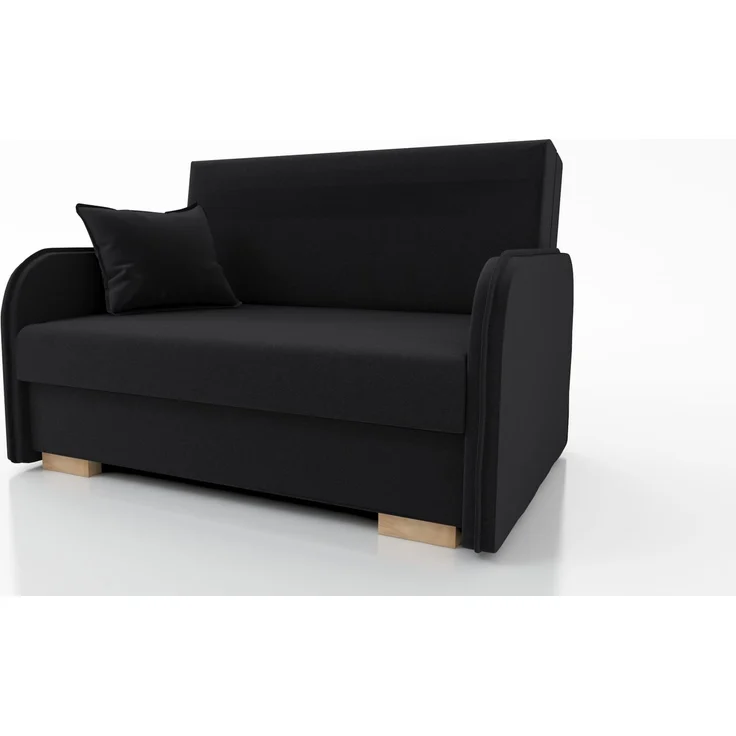 Wohnero 24 Goldi 2 Premium Schlafsofa 124x100 cm mit Schlaffunktion & Bettkasten – 113x195 cm Liegefläche, Hochwertiges Sofa Schwarz – Bild 2