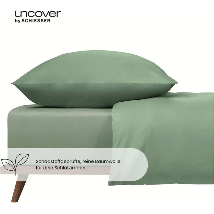 Uncover by Schiesser Spannbettlaken New Jersey - Edeljersey - 150 x 200 cm - Hellgrün – Bild 1