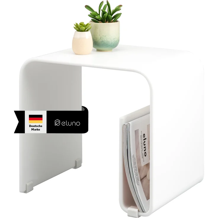 Acryl Beistelltisch mit Magazinhalter 2in1, weiß-matt – Bild 1
